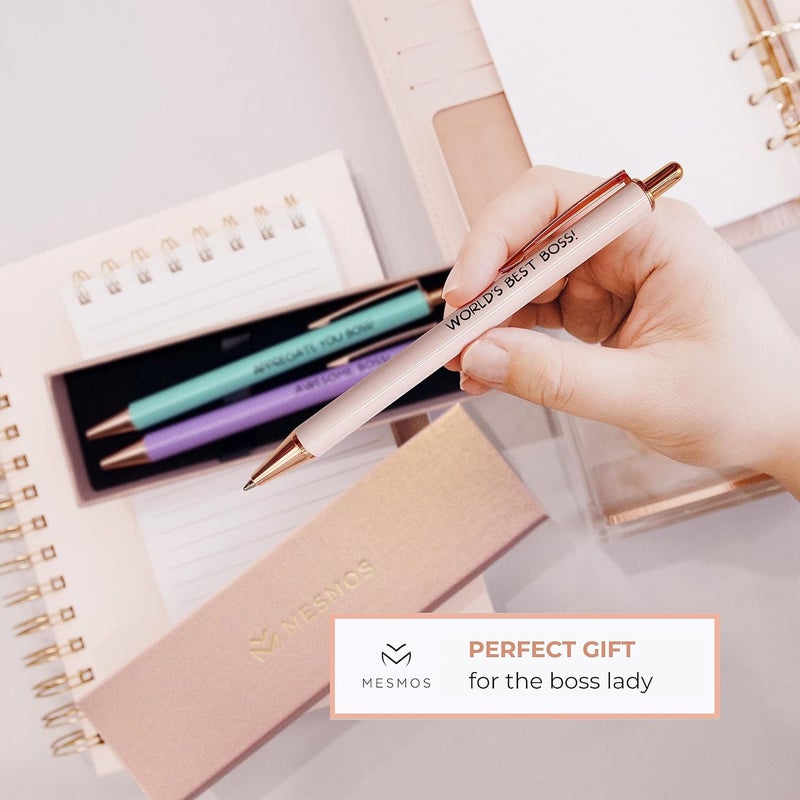 MESMOS 3pk Fancy Ballpoint Pens for Women, Best Boss Lady Gifts for Women, Boss Appreciation Birthday National Day Thank You Gifts - Image 4